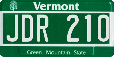 VT license plate JDR210