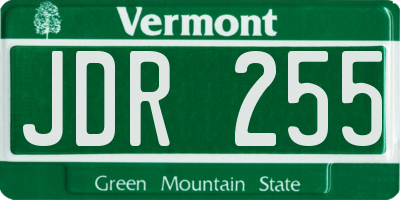 VT license plate JDR255