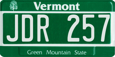 VT license plate JDR257