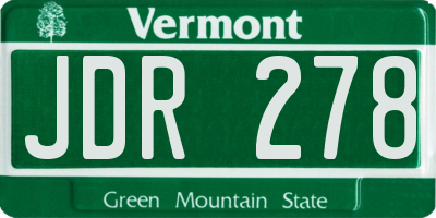 VT license plate JDR278
