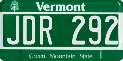 VT license plate JDR292
