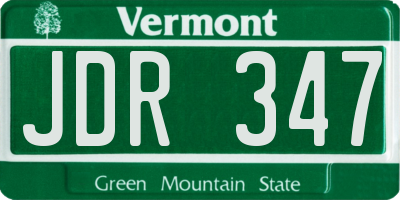 VT license plate JDR347