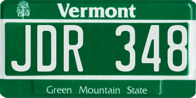 VT license plate JDR348