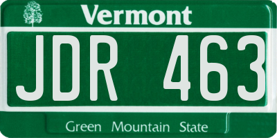 VT license plate JDR463