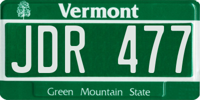 VT license plate JDR477