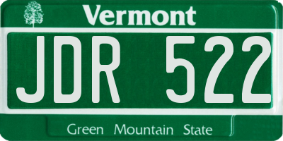 VT license plate JDR522
