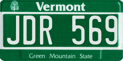 VT license plate JDR569