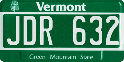 VT license plate JDR632