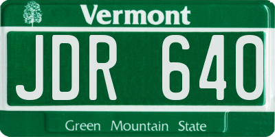 VT license plate JDR640