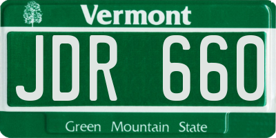 VT license plate JDR660