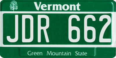 VT license plate JDR662
