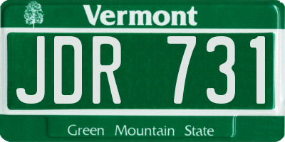 VT license plate JDR731