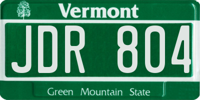 VT license plate JDR804