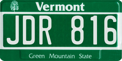 VT license plate JDR816