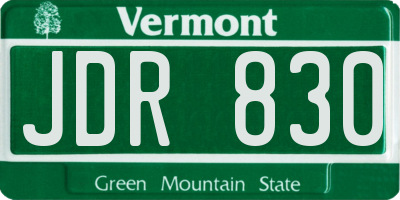 VT license plate JDR830