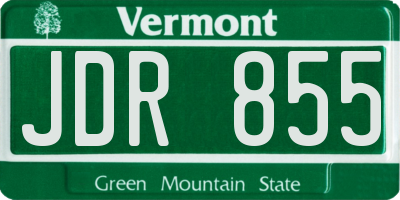VT license plate JDR855