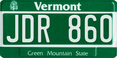 VT license plate JDR860