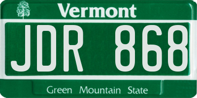 VT license plate JDR868