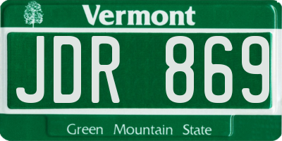 VT license plate JDR869