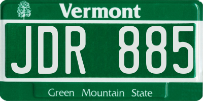 VT license plate JDR885
