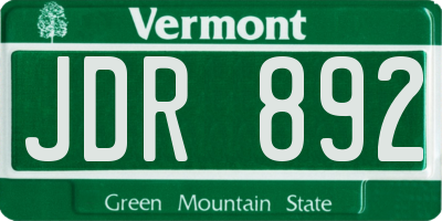 VT license plate JDR892