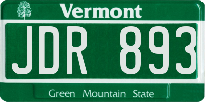 VT license plate JDR893