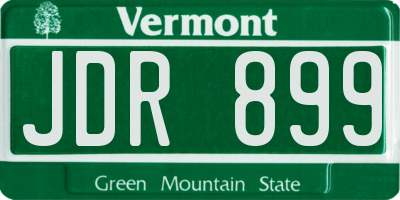 VT license plate JDR899