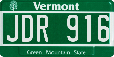 VT license plate JDR916