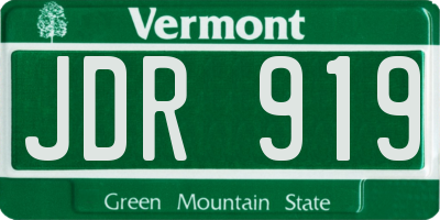 VT license plate JDR919