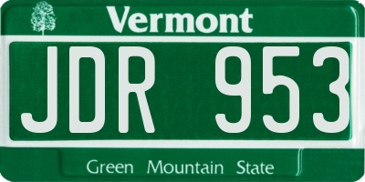 VT license plate JDR953