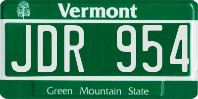 VT license plate JDR954