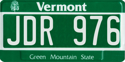 VT license plate JDR976