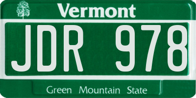 VT license plate JDR978