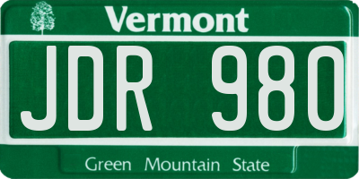 VT license plate JDR980