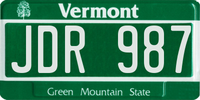VT license plate JDR987