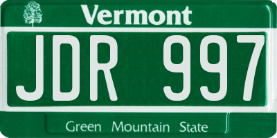VT license plate JDR997