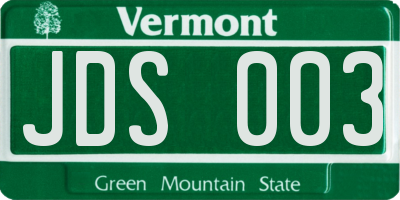 VT license plate JDS003