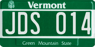 VT license plate JDS014