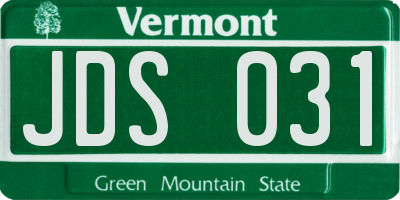 VT license plate JDS031