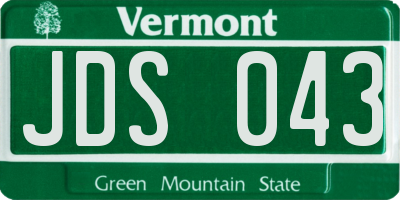 VT license plate JDS043