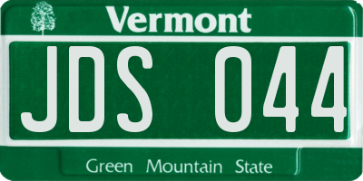 VT license plate JDS044