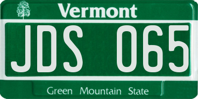 VT license plate JDS065