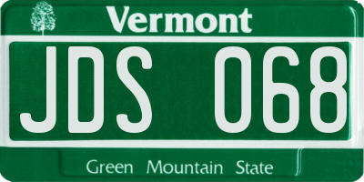 VT license plate JDS068
