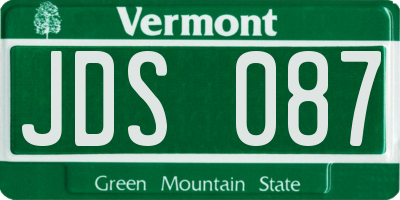 VT license plate JDS087