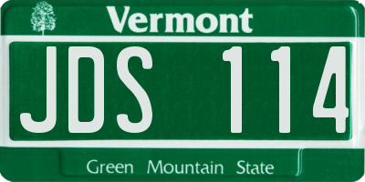 VT license plate JDS114