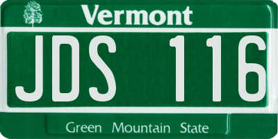 VT license plate JDS116