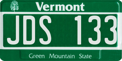 VT license plate JDS133