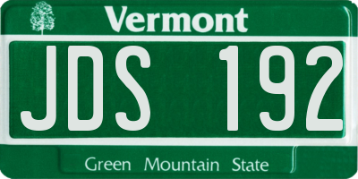 VT license plate JDS192