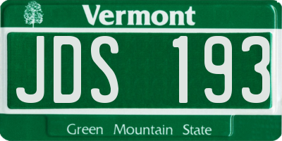 VT license plate JDS193