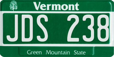 VT license plate JDS238